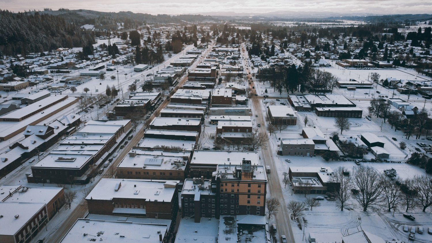 Downtown Centralia is pictured from above Monday morning.